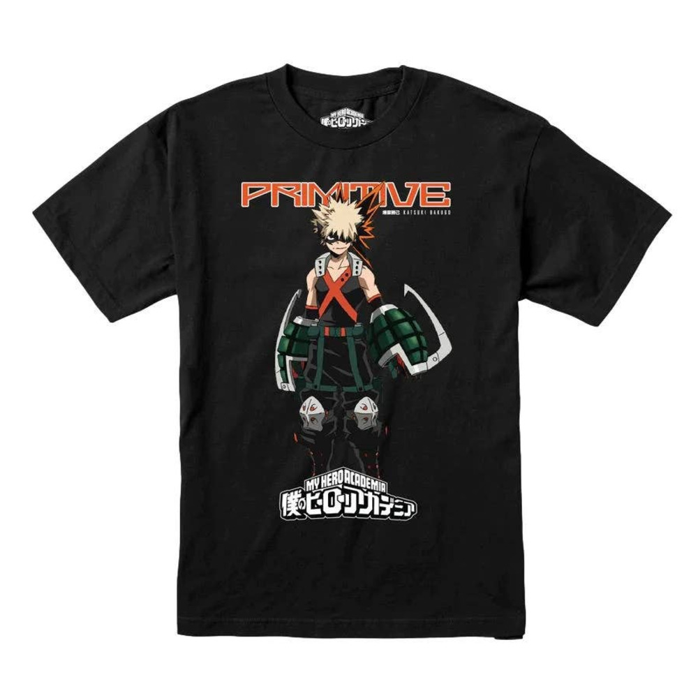 Primitive Men's X My Hero Academia Katsuki Bakugo Japanese Anime Tee T-Shirt